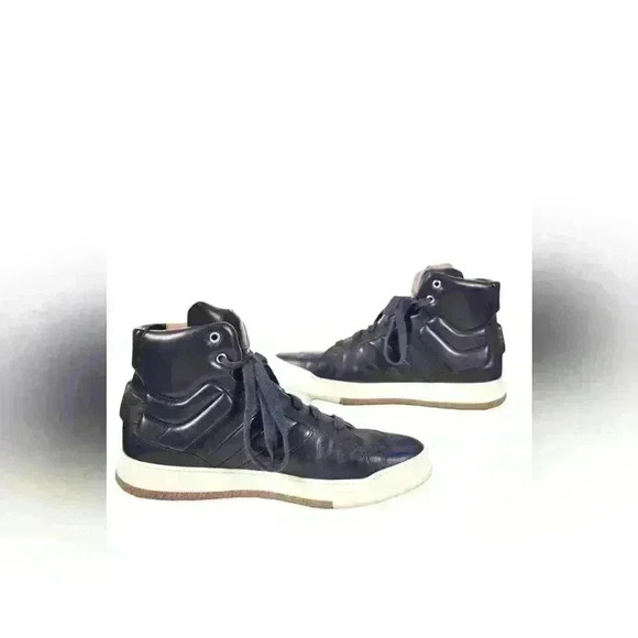 2018 BALLY Navy Blue Calfskin Leather Odar Padded High Top Sneaker  9D Italy - Picture 3 of 7